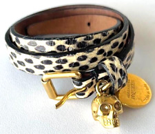 Alexander McQueen Bracelet Bangle Leather Snake Pattern Skull