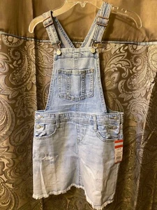 Cat & Jack Kids Girls Skirt Overall Distressed Denim Raw Hem 10/12 - Picture 1 of 6