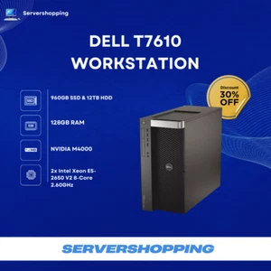 Dell T7610 Workstation 2xXeon E5 128GB RAM 960GB SSD & 12TB HDD NVIDIA M4000 - Picture 1 of 4