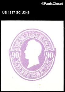 US 1887 SC U346 PERRY 90 ¢ LILA AUF MANILA PAPIER MHM SEHR GUTER ZUSTAND - Bild 1 von 2