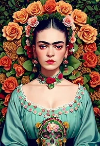 Mexican Folk Art FRIDA KAHLO - Dia De Los Muertos - Day Of The Dead - Picture 1 of 1