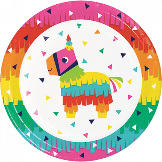 Mexican Taco Fiesta Party Supplies Dinner Plates Paper 8Pk Birthday Tableware - Image 1 of 1
