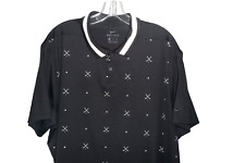 Mens Nike Dri Fit Black Multi Crossed Golf Clubs Graphic Golf Polo Shirt XL NWOT