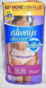 Ropa interior para incontinencia Always Discreet para mujer y posparto talla grande 28 CT - Imagen 1 de 9