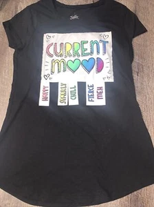 Justice sz 12 mood rainbow happy chill fierce shirt guc - Picture 1 of 6