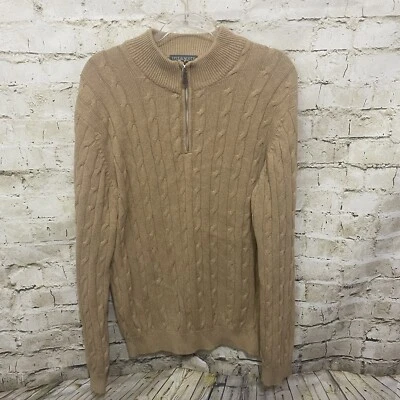 Suéter Lyle & Scott Para Hombres Grande Tostado Peinado Algodón Tejido con Cable 1/4 Cremallera Foto 1 de 4