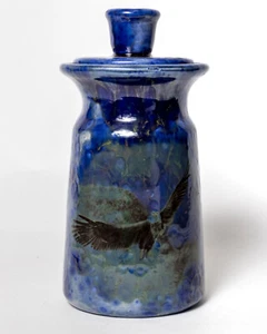 Vaso cristallino blu con coperchio - blu cobalto con aquila - Foto 1 di 14