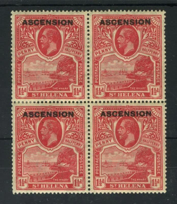 M1355 Ascension 1922 SG3 - 1 1/2d rose scarlet in a block of 4. - Изображение 1 из 2