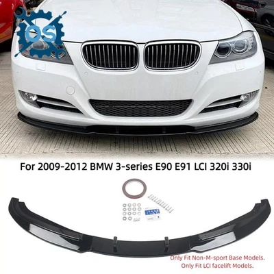 KIT DE CARROCERÍA DE PARACHOQUES DELANTERO NEGRO BRILLANTE LABIO PARA BMW 320i 330i E90 2009-2011 4 puertas/sedán Foto 1 de 4