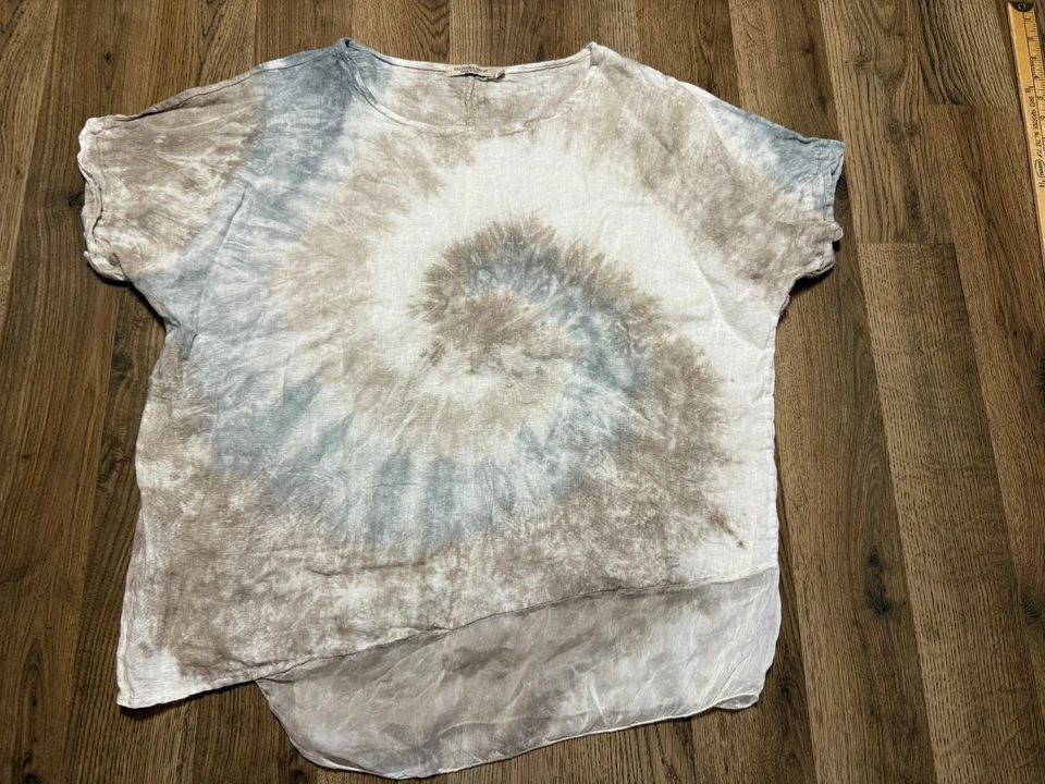 Camisa Valentina Naldi Para Mujer Talla Mediana, Blanca Marrón Negra, Hecha en Italia Foto 1 de 4