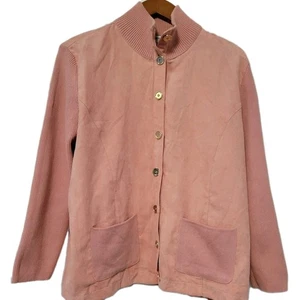 Pink Jacket PL Petites Velvet Like Feel Buttons Long Sleeve DRAPERS & DAMONS - Picture 1 of 10