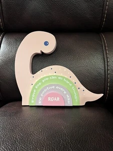 Pink Dinosaur Rainbow Shelf Decor Wooden Freestanding Brontosaurus 3D New - Picture 1 of 2