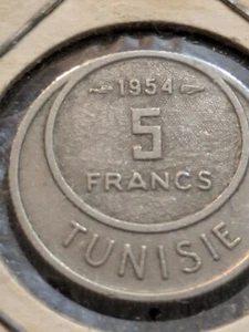 1954 Tunisia 5 Francs - Circulated - Picture 1 of 2
