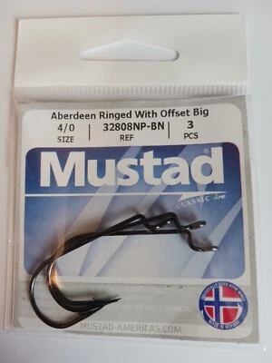 Mustad Hooks 32808NP-BN Aberdeen Ringed With Offset Big 4/0, 3 Pieces - Image 1 of 4