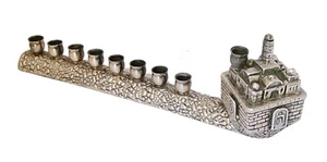 USED 925 Sterling Silver Menorah Jerusalem Skyline Old Jerusalem Dreidel Shape * - Picture 1 of 3