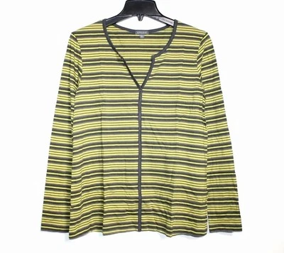Camiseta Pima Lilla P - Para Mujer L - Nuevo en Paquete $84 - Amarillo Cítrico, Gris Rayas Manga Larga Foto 1 de 3