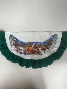 VTG 97 Santas Best Christmas Tree Skirt Table Cover 40” Felt Santa Sleigh Deer - Picture 1 of 5