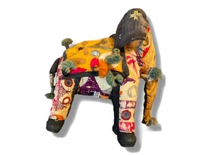 RAJASTHAN ELEPHANT FOLK Art stuffed mirrored animal sculpture,India,fiber... - Picture 1 of 10