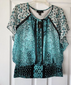 NWT Style & Co. Women's Melodic Scarf Banded Waist Blouse Top Size M Medium - Picture 1 of 4