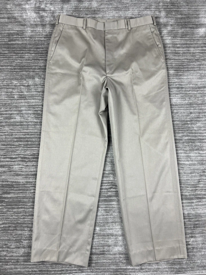 Lands End Pants Mens 36 Beige Classic Twill Flat Front Chino Made in USA - Image 1 of 4