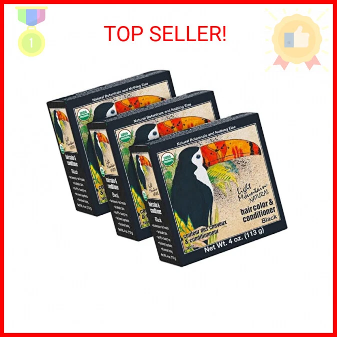 Light Mountain Natural Hair Color and Conditioner Black 4 FL Oz