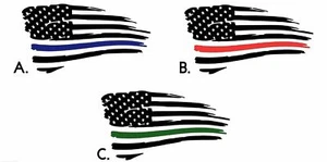 Distressed USA American Flag Thin Blue Red Green Line Vinyl HTV Iron On Transfer - Picture 1 of 6