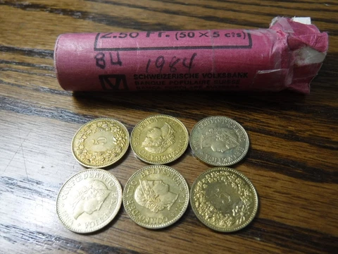 Roll of 1984 Switzerland 5 Rappen - KM#26c - Nickel/Brass coins Cover