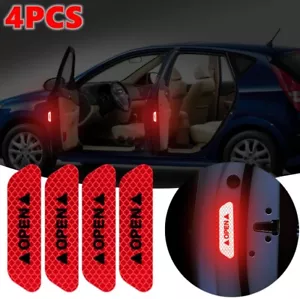 4PCS Safety Reflective Tapes Open Sign Warning Mark Car Door Sticker Accessories - Picture 1 of 15
