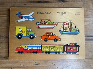Fisher Price wooden peg puzzle Vintage Vehicles . No. 508- Good Condition