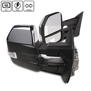 03-07 F250/F350/F450/F550 Power/Heated/LED Signal Black/Chrome Towing Mirrors - Picture 1 of 5