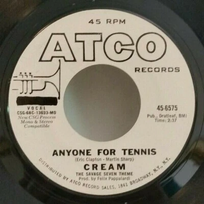 Cream  ANYONE FOR TENNIS (GREAT ROCK N ROLL PROMO 45) #6575 PLAYS VG++ NO NOISE! - Image 1 of 4