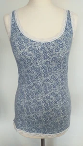 Fat Face Summer Vest Top Size 12 Cotton Floral Lace Trim Holiday Beach Casual - Picture 1 of 13