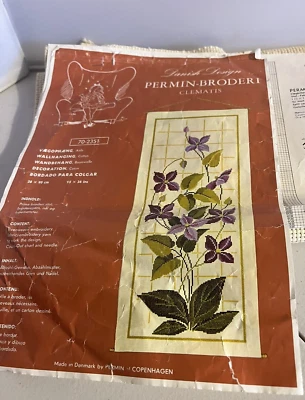 Vintage Permin Cross Stitch Wall Hanging -17" x 40" - No Yarn or Floss - Image 1 of 4