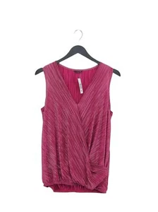 M&Co Women's Top UK 12 Pink Striped 100% Polyester Sleeveless V-Neck Basic - Picture 1 of 5