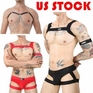 Men Full Body Chest Harness Belt Punk Hollow Out Jockstrap Bodysuit Nightclub US - Picture 1 of 55