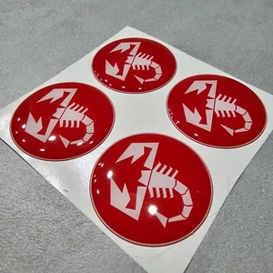 Loghi ruota adesivi Rosso bianco 50mm resina per coprimozzo Fiat Abarth 500 - Foto 1 di 3