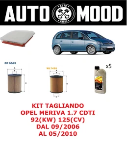 KIT TAGLIANDO - OPEL MERIVA 1.7 CDTI 125(CV) - 2006>>2010 - 5 LT OLIO OPEL GM - Foto 1 di 6