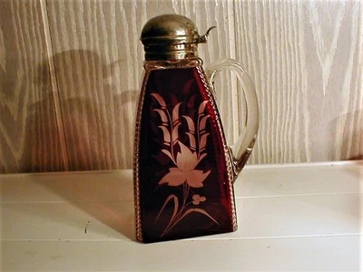  EAPG *** GORGEOUS = ENGRAVED =  RUBY STAINED SYRUP == ZIPPERED CORNER = MINT - Image 1 of 3
