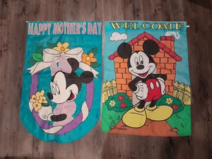 2x Disney Minnie Mouse/Mickey Mouse HAPPY MOTHER'S DAY/ WELCOME Yard Flags - Bild 1 von 15