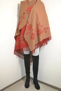 Restoration hardware throw blanket Two-Tone Fringe Floral Shawl Made in Italy - Picture 1 of 6