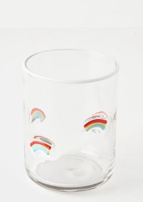 NUEVO Vaso de jugo Anthropologie Clear Sunshine Rainbow Icon Lola Jovie 17,25 OZ Foto 1 de 4