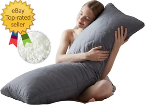 Quilted Memory Foam Body Pillow - Large Full Body Pillows for Adults - Soft Long - Picture 1 of 12