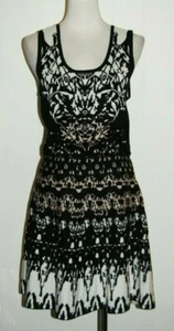 Boston Proper Cotton Rayon Black White Scoop Neck Sleeveless Tank Dress Medium - Picture 1 of 3