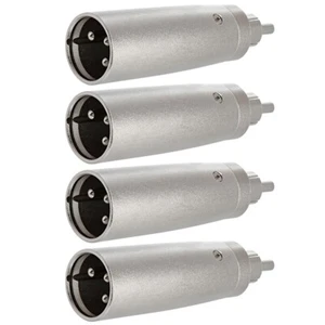 4x XLR 3 Pin Male to RCA Male Pro Audio Microphone Adapter Converter Connector - Picture 1 of 2