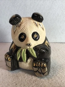 Artesania Rinconada Panda Bär Figur mit Goldrand - Made in Uruguay - Bild 1 von 10