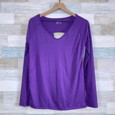 Jockey Cut Out Crossover Back Activewear Top Purple Thumbholes Womens Medium - Image 1 of 4