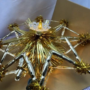 Vintage Silvestri beleuchtete Baumspitze Weihnachten Gold Stern Topper * in Box - Bild 1 von 3