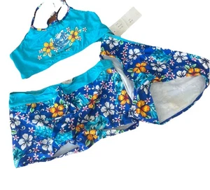 VTG Girls Plus Size Swim Suit Tankini Bikini Shorts Tank Skirt 3 Pc Set 16 1/2 - Picture 1 of 8