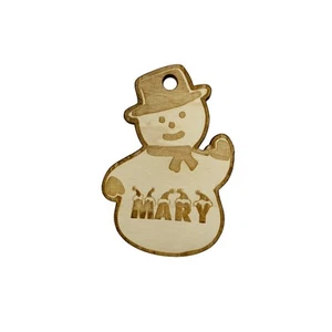 Custom Snowman With Name Ornament - Raw Wood - Picture 1 of 2
