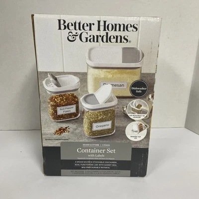 Better Homes and Gardens Shake & Store 3 etiquetas transparentes para contenedores de especias de almacenamiento  Foto 1 de 4